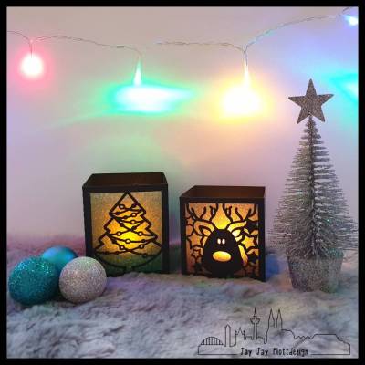 Plotterdatei Teelichthalter Tannenbaum Elch Weihnachten