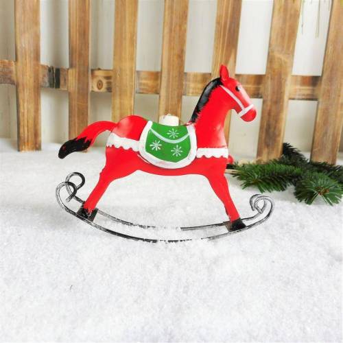 Weihnachtsdeko Schaukelpferd, Tischdeko Weihnachten, rot