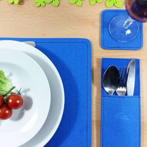 2-er Set Platzset Tischset Tischmatten Tischschoner Untersetzer Tischdekoration Tischdeko aus Filz, Blau Bild 1