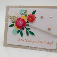 Muttertagskarte mit Filzblumen und Umschlag Bild 1