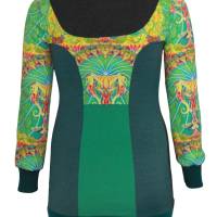 Farbenfroher Designer Pulli -Eco Fashion Art Print *Seepferdchen*grün-100% Biobaumwolle-Sweatshirt Kleid Langarm Bild 3