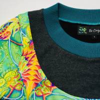Farbenfroher Designer Pulli -Eco Fashion Art Print *Seepferdchen*grün-100% Biobaumwolle-Sweatshirt Kleid Langarm Bild 7