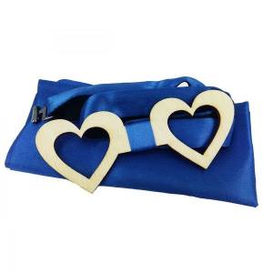 Holzfliege Schleife aus Holz Fliege Herrenfliege Liebe Herz Motiv, Blau Bild 1