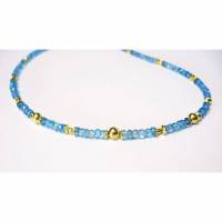 Sky Blue Topas Edelsteinkette/Collier mit 925 Silber vergoldet, Kette für Frauen, Geschenk Bild 1