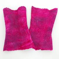 Armstulpen pink aus Wolle und Seide, Größe S, Pulswärmer für den Winter, Manschetten zum Aufpeppen der Kleidung, Stulpen Bild 2