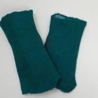 Armstulpen grün aus Wolle und Seide, Größe S, Pulswärmer für den Winter, Manschetten zum Aufpeppen der Kleidung, Stulpen Bild 3