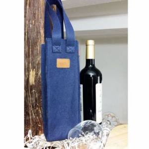 Geschenktasche Flaschentasche Weintasche Tasche für Wein blau Bild 3