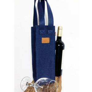 Geschenktasche Flaschentasche Weintasche Tasche für Wein blau Bild 4