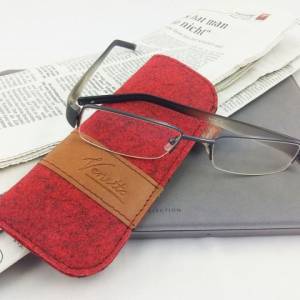 Brillenetui Tasche Hülle Schutzhülle für Brille rot Bild 4