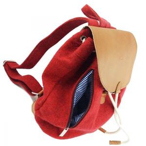 Venetto Filzrucksack Tasche Rucksack aus Filz und Leder Elementen sehr leicht, Rot meliert Bild 6