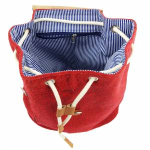 Venetto Filzrucksack Tasche Rucksack aus Filz und Leder Elementen sehr leicht, Rot meliert Bild 8