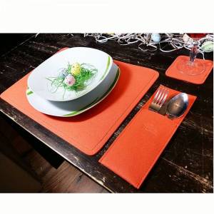 4-er Platzset Tischdekoration Platzmatten Tischset Bestecktaschen Tischdecken Tischdeko aus Filz, Orange Bild 3