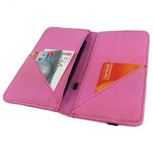 5.2 - 6.4" Bookstyle wallet case Tasche Hülle Etui Schutzhülle für Smartphone Klapptasche aus Filz, Pink Bild 1