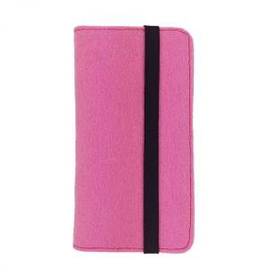 5.2 - 6.4" Bookstyle wallet case Tasche Hülle Etui Schutzhülle für Smartphone Klapptasche aus Filz, Pink Bild 2