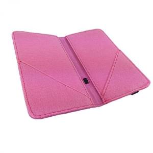 5.2 - 6.4" Bookstyle wallet case Tasche Hülle Etui Schutzhülle für Smartphone Klapptasche aus Filz, Pink Bild 4