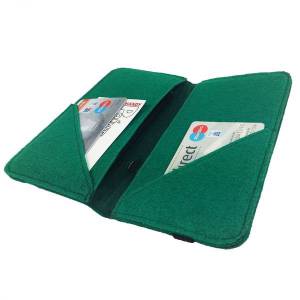 5.2 - 6.4" Bookstyle Organizer Tasche für Smartphone Tasche aus Filz Grün dunkel Bild 3