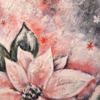 GLITZERNDE WEIHNACHTSSTERNE -  wunderschönes Blumenbild mit irisierendem Glitter und Glaskügelchen-Strukturpaste Bild 6