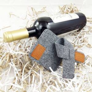 Weinmanschette Tropfenfänger Weinkragen Tropfstopper mit Untersetzer aus Filz, Grau Bild 1