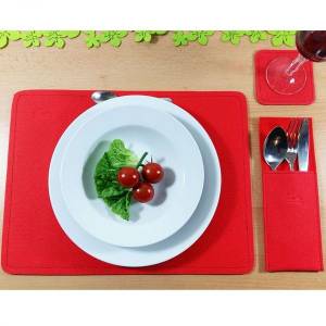 2-er Platzset Tischset Tischdekoration Platzmatten Tischschoner Untersetzer aus Filz, Rot Bild 3