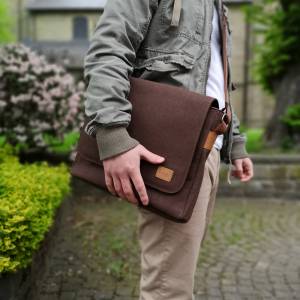 Herrentasche Umhängetasche Notebooktasche Handtasche für Männer Filztasche Braun Bild 1