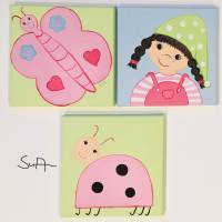 Dreiteiliges Bild "kleines Wichtelmädchen"  fürs Kinderzimmer Wandbild Bild 1