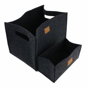 3-er Set Box Filzbox Aufbewahrungskiste Korb Kiste Filzkorb Filz für Ikea Möbel schwarz melange Bild 4
