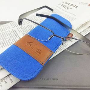 Brillenetui Tasche Hülle aus Filz Schutzhülle für Brille blau hell Bild 3