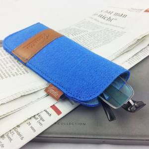 Brillenetui Tasche Hülle aus Filz Schutzhülle für Brille blau hell Bild 4