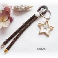 Schlüsselanhänger aus Segelseil/Segeltau mit Sternen - Geschenk,braun,unisex,bicolor,silber-,goldfarben Bild 3