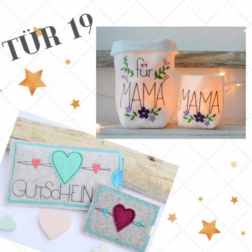 Stickdatei Muttertag Valentinstag Tür 19