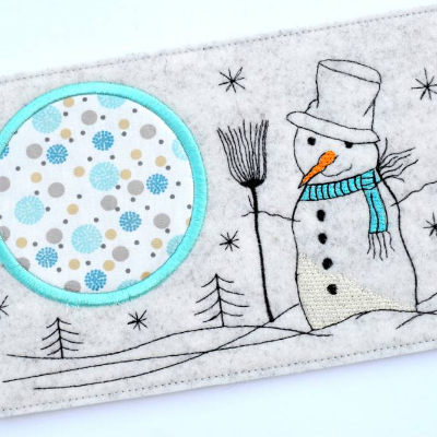 Stickdatei MugRug Untersetzer Schneemann 13x18cm und 13x20cm