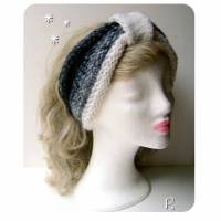 REDUZIERT Kopfband; Stirnband; Haarband; Hutband  / Turban Style/ Farbverlauf > weiß-grau-schwarz / Gr.: M - L Bild 1
