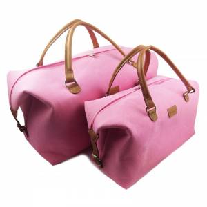 2-er Set Reisetasche Weekender Handtasche Handgepäck Tasche für Flug Flugzeug Urlaub Pink Rosa Bild 1