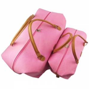 2-er Set Reisetasche Weekender Handtasche Handgepäck Tasche für Flug Flugzeug Urlaub Pink Rosa Bild 4