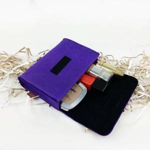 Täschchen Mini Hülle Kulturtasche Kosmetiktasche Tasche aus Filz für kosmetik Zubehör, Lila Bild 6