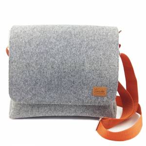 Herrentasche Umhängetasche Freizeit Messenger Bag Schultertasche Handtasche aus Filz Grau Bild 1