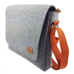 Herrentasche Umhängetasche Freizeit Messenger Bag Schultertasche Handtasche aus Filz Grau Bild 2