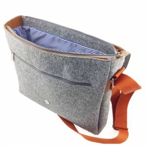 Herrentasche Umhängetasche Freizeit Messenger Bag Schultertasche Handtasche aus Filz Grau Bild 3