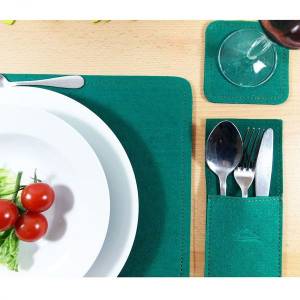 2-er Platzset Untersetzer Tischset Tischdekoration Platzmatten Tischmatten Bestecktaschen, Grün dunkel Bild 1