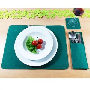 2-er Platzset Untersetzer Tischset Tischdekoration Platzmatten Tischmatten Bestecktaschen, Grün dunkel Bild 3