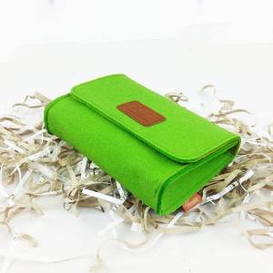 Täschchen Mini Hülle Tasche aus Filz für Zubehör und Accessoires Kulturtasche Kulturbeutel, Grün Bild 3