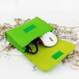 Täschchen Mini Hülle Tasche aus Filz für Zubehör und Accessoires Kulturtasche Kulturbeutel, Grün Bild 6