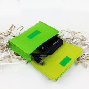 Täschchen Mini Hülle Tasche aus Filz für Zubehör und Accessoires Kulturtasche Kulturbeutel, Grün Bild 7