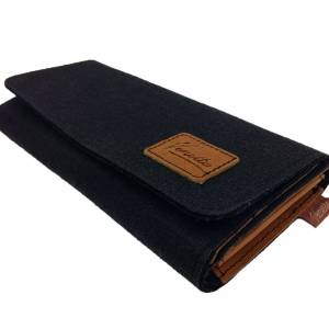 Tasche Portemonnaies Geldbörse Geldtasche für Geld Filzbörse Filz schwarz Bild 2