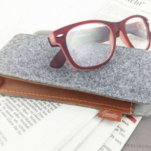 Brillenetui Tasche Hülle Schutzhülle Etui Hülle Filztasche für Brille grau Bild 1