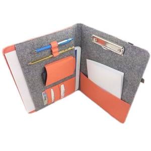 DIN A4 Organizer Einband mit Halteklammer Tasche Hülle für Tablet eBook smartphone, Grau Orange Bild 3