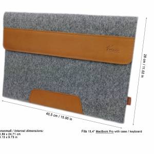 15,4 Zoll Hülle Schutztasche Tasche Sleeve Filztasche Leder für MacBook Pro 16" Notebook Bild 4