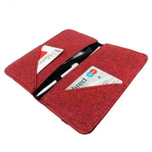 5.2 - 6.4" Bookstyle wallet case Tasche aus Filz  Hülle bBuchhülle Filztasche für Handy rot Bild 1