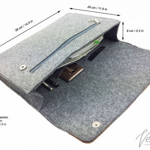 DIN A4 MacBook  Aktentasche Tasche Dokumenten Filztasche für Macbook 13 " Hülle grau Bild 3