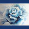 Blue Rose Aquarellbild handgemalt inverschiedenen Blautönen 30 x 41 cm Querformat Bild 2